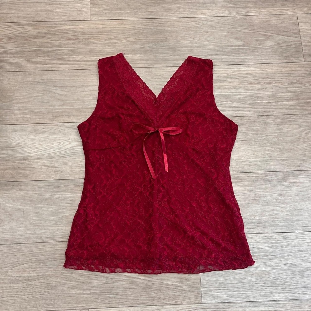 NWD New World Design red lace camisole top Women 1X Y2K Coquette Balletcore